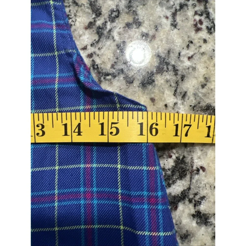 Vtg Looney Tunes Blue Plaid Zip Up Overall Dress Embroidered Tweety Girls 14/16